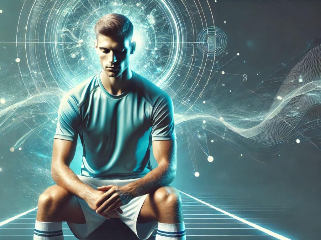 Sportif en pleine préparation mentale, illustrant les bienfaits de la sophrologie et de l’hypnose pour la performance et la gestion du stress.